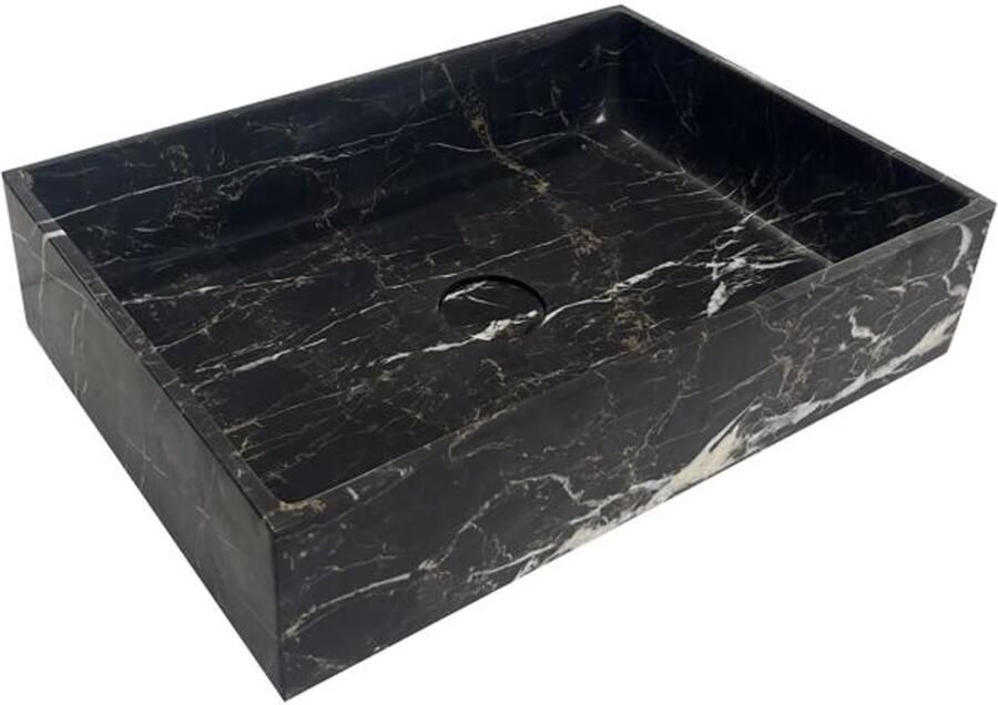 SaniClear Waskom Portoro Gold | 50x12 cm | Marmer | Vrijstaand | Rechthoekig | Zwart Marmer - Foto 3