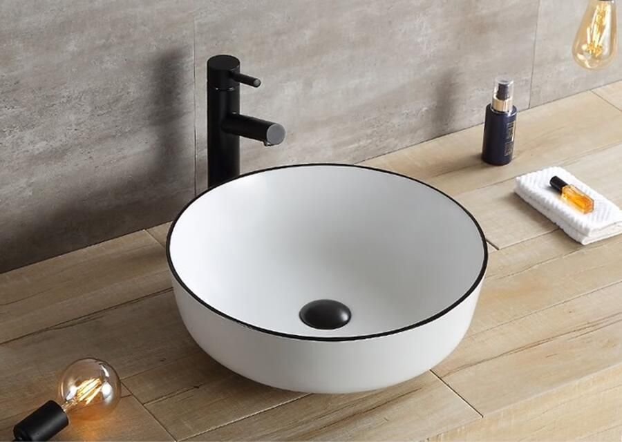 SaniClear Waskom Pura | 42 cm | Keramiek | Vrijstaand | Rond | Mat zwart - Foto 2