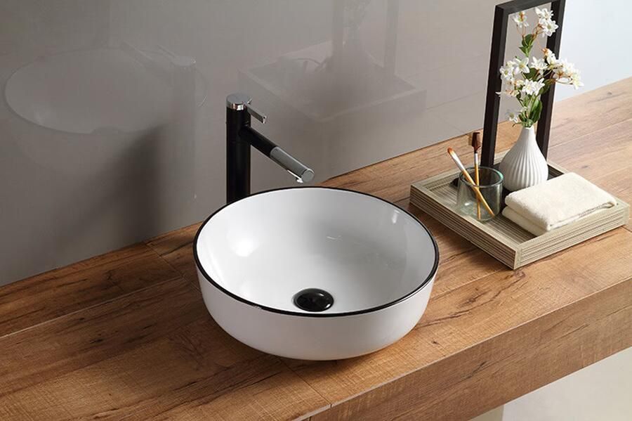 SaniClear Waskom Pura | 42 cm | Keramiek | Vrijstaand | Rond | Mat zwart