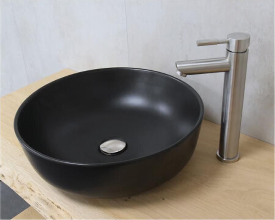 SaniClear Waskom Pura | 42 cm | Keramiek | Vrijstaand | Rond | Zwart mat - Foto 2