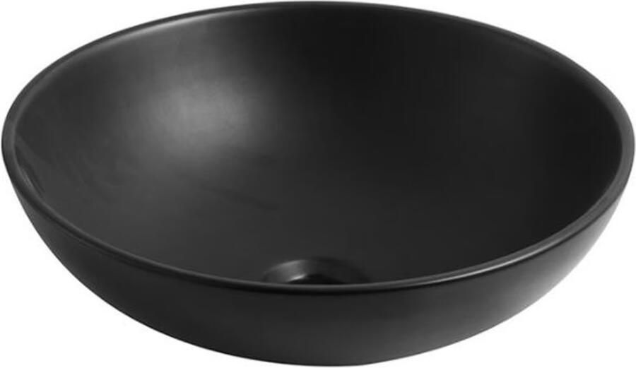 SaniClear Waskom Raja | 40 cm | Keramiek | Vrijstaand | Rond | Mat zwart - Foto 2