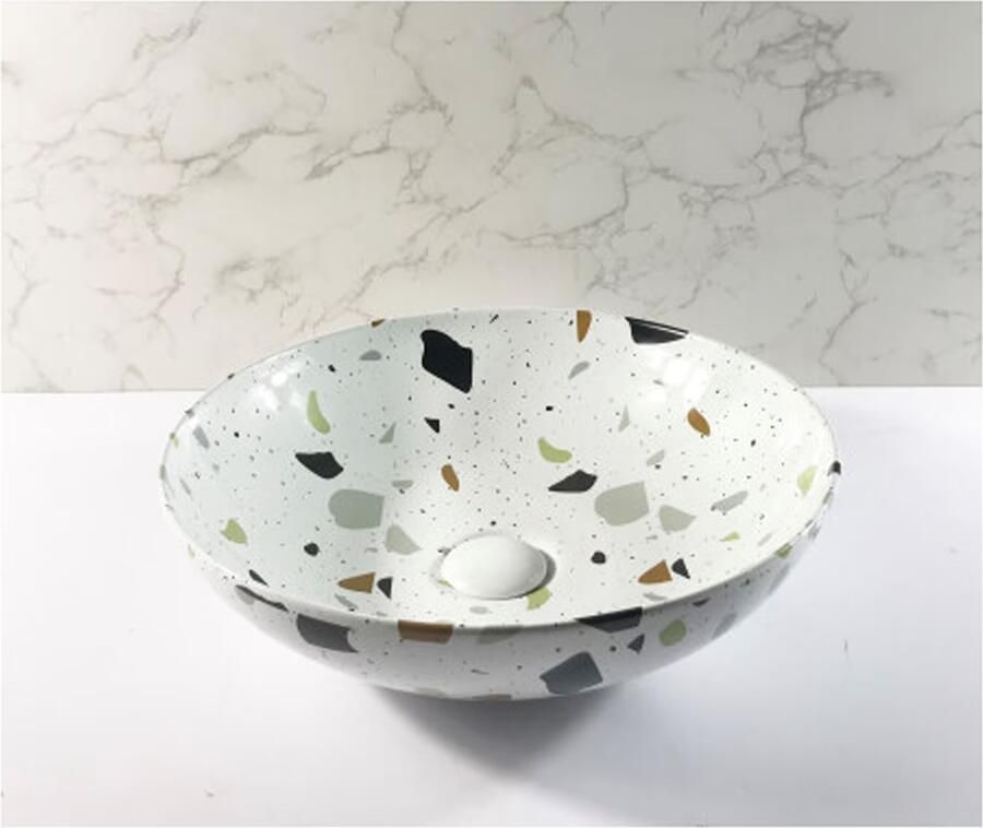 SaniClear Waskom Raja | 40 cm | Keramiek | Vrijstaand | Rond | Terrazo - Foto 2