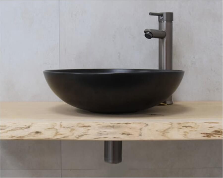 SaniClear Waskom Raja | 40 cm | Keramiek | Vrijstaand | Rond | Zwart mat - Foto 2