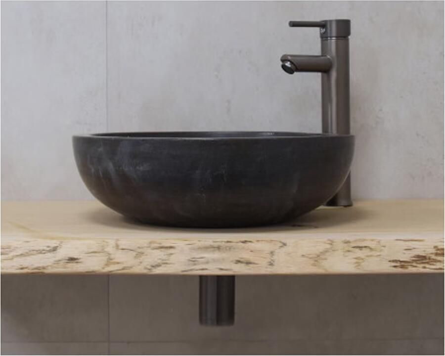 SaniClear Waskom Round | 35-45 cm | Natuursteen | Vrijstaand | Rond | Grijs - Foto 2