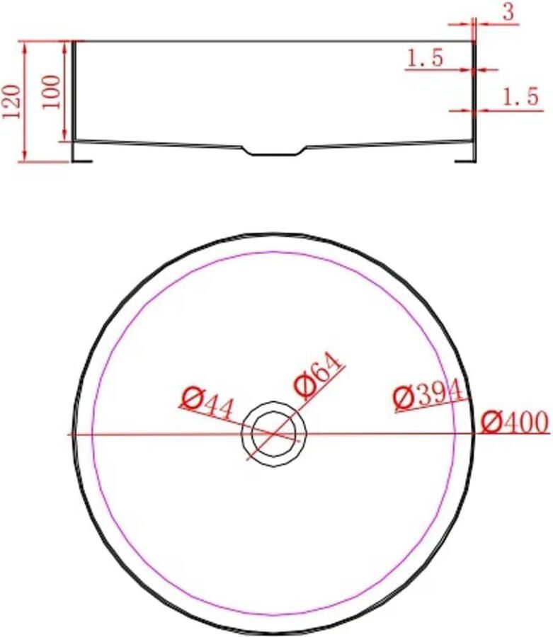 SaniClear Waskom Vazano | 40 cm | Rond | Rose goud