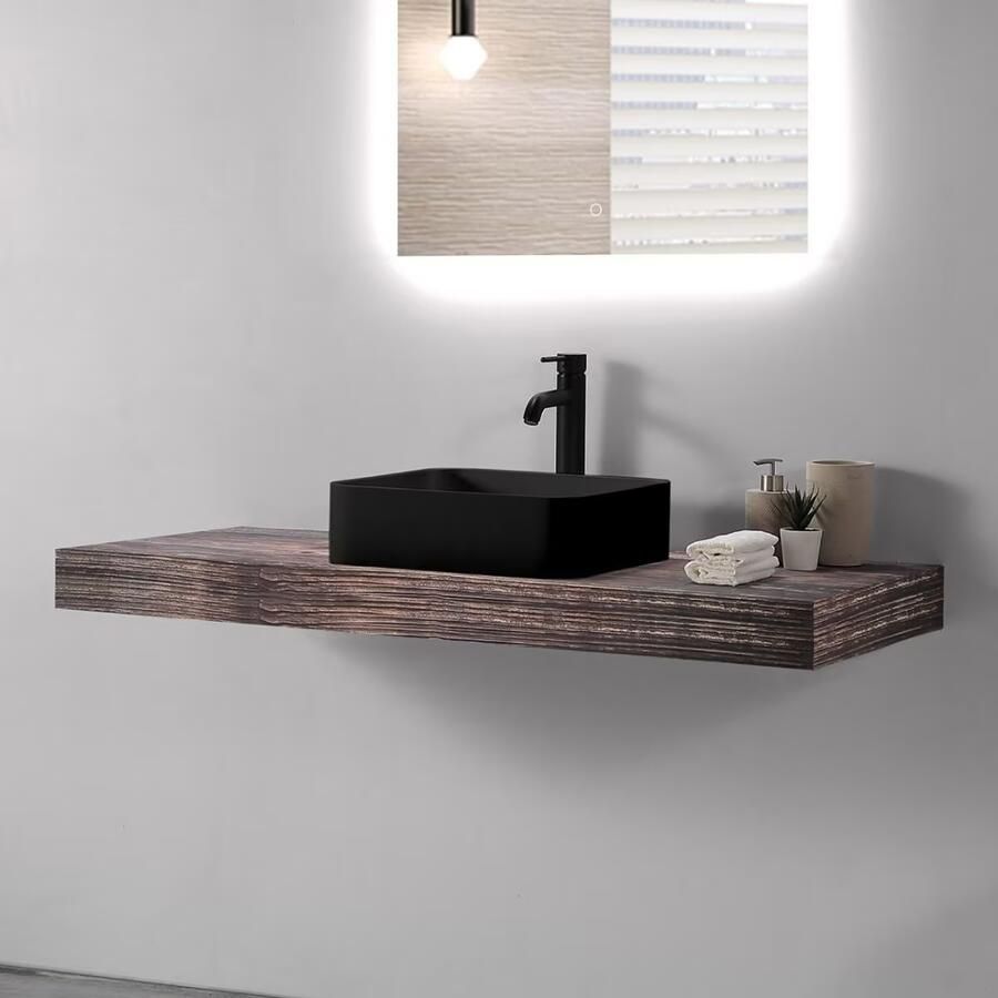 SaniClear Waskom Volcan | Solid surface | Vierkant | Mat zwart