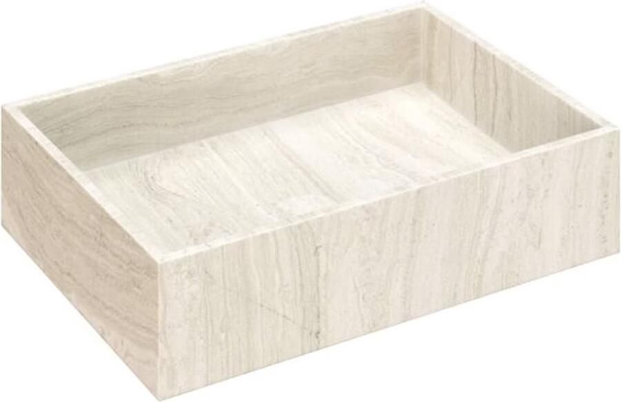 SaniClear Waskom White Travertin | 50x12 cm | Travertin | Vrijstaand | Rechthoekig | Beige Marmer - Foto 3