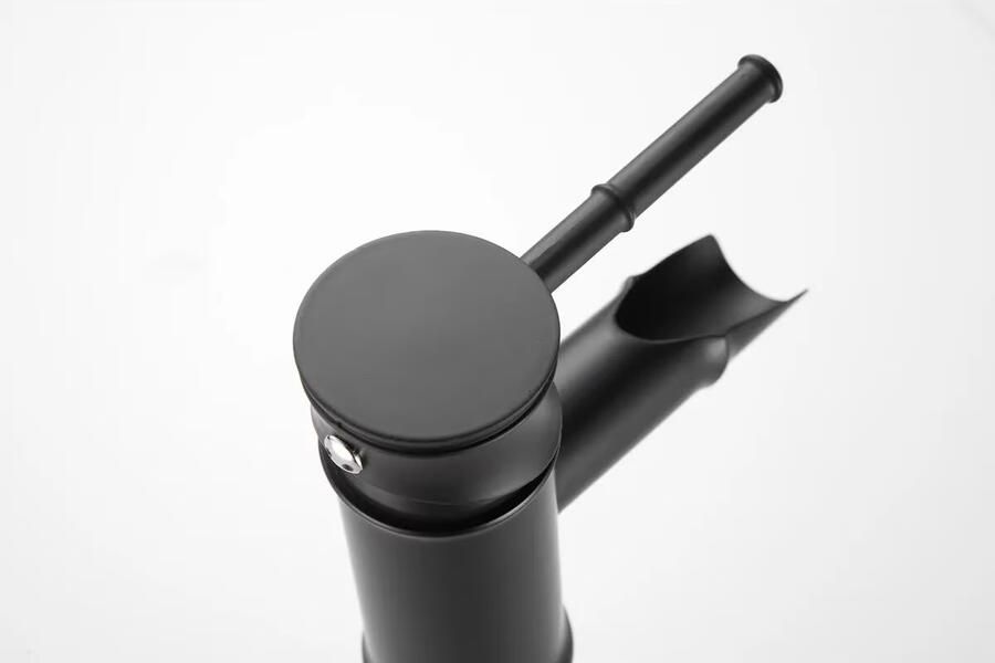 SaniClear Wastafelkraan Bamboo | Opbouw | Koudwater kraan | Hoog model | Waterval uitloop | Zwart - Foto 2