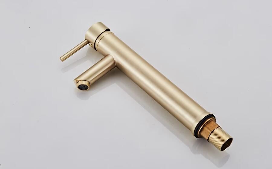 SaniClear Wastafelkraan Brass | Opbouw | Mengkraan | Hoog model | 1-hendel | Rond | Geborsteld messing - Foto 2