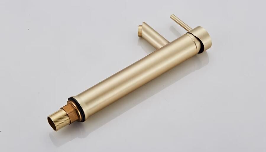 SaniClear Wastafelkraan Brass | Opbouw | Mengkraan | Hoog model | 1-hendel | Rond | Geborsteld messing - Foto 3