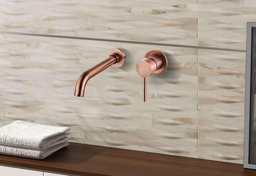 SaniClear Wastafelkraan Copper | Inbouw | Mengkraan | Incl.Inbouwdeel | Rond | Geborsteld koper - Foto 3