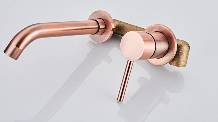 SaniClear Wastafelkraan Copper | Inbouw | Mengkraan | Incl.Inbouwdeel | Rond | Geborsteld koper