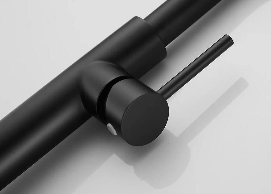 SaniClear Wastafelkraan Highriser | Mengkraan | Hoog model | Draaibare uitloop | Mat zwart - Foto 2