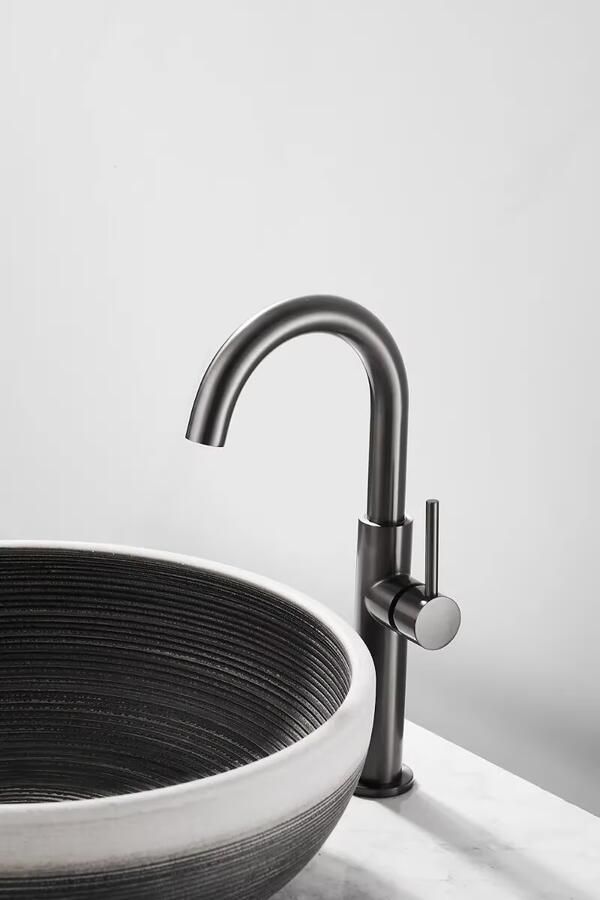 SaniClear Wastafelkraan Highriser | Mengkraan | Hoog model | Draaibare uitloop | Verouderd ijzer Gunmetal - Foto 2