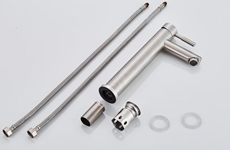 SaniClear Wastafelkraan Inox | Opbouw | Mengkraan | Hoog model | 1-hendel | Rond | RVS look - Foto 2