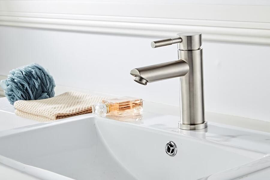 SaniClear Wastafelkraan Inox | Opbouw | Mengkraan | Laag model | 1-hendel | Rond | RVS look - Foto 2