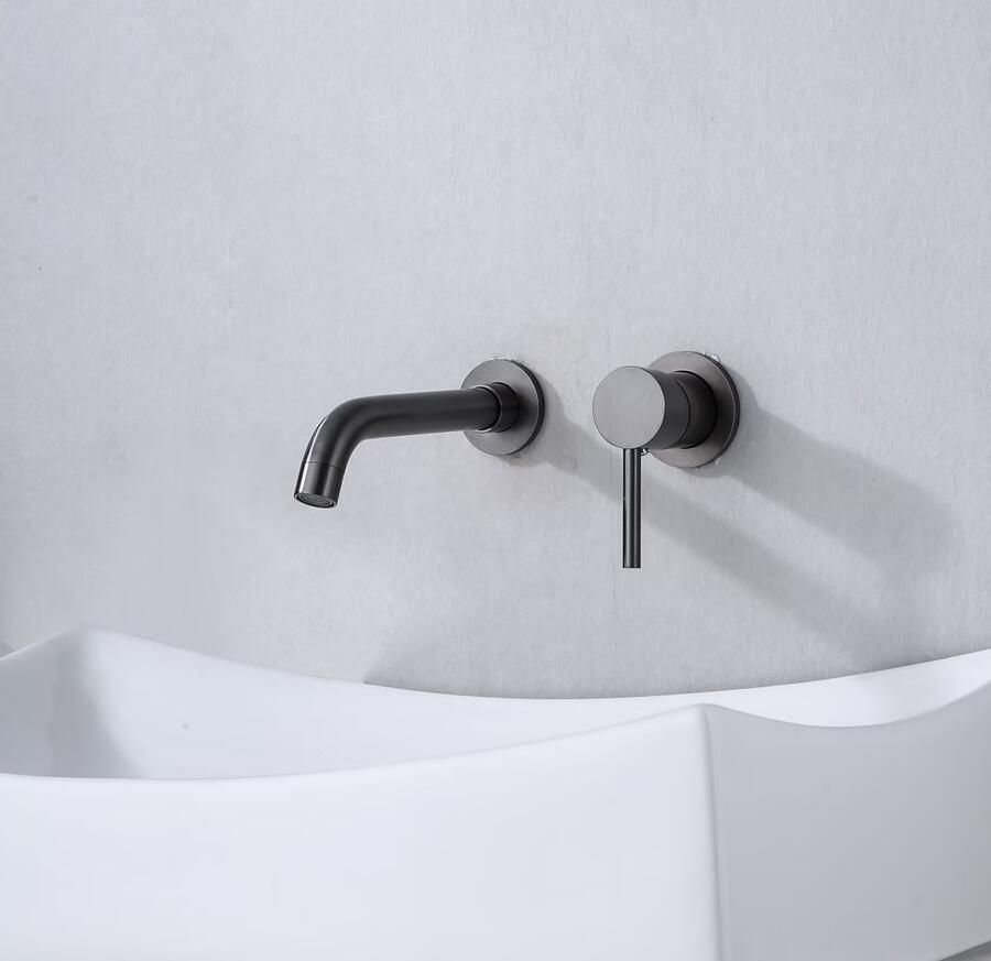 SaniClear Wastafelkraan Iron | Inbouw | Mengkraan | Incl.Inbouwdeel | Rond | Verouderd ijzer Gunmetal - Foto 3