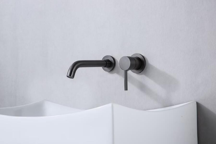 SaniClear Wastafelkraan Iron | Inbouw | Mengkraan | Incl.Inbouwdeel | Rond | Verouderd ijzer Gunmetal - Foto 2