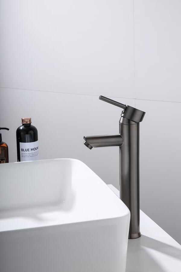 SaniClear Wastafelkraan Iron | Opbouw | Mengkraan | Hoog model | 1-hendel | Rond | Verouderd ijzer gunmetal