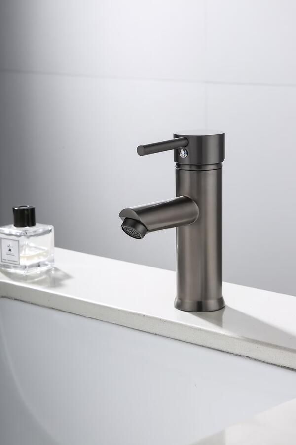 SaniClear Wastafelkraan Iron | Opbouw | Mengkraan | Laag model | 1-hendel | Rond | Verouderd ijzer gunmetal