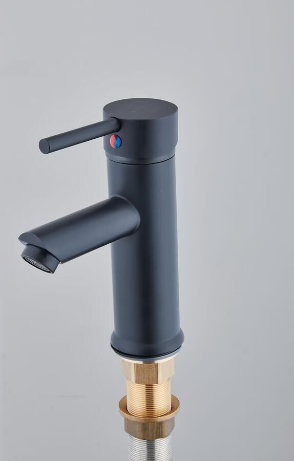 SaniClear Wastafelkraan Nero | Opbouw | Mengkraan | Laag model | 1-hendel | Rond | Mat zwart - Foto 2