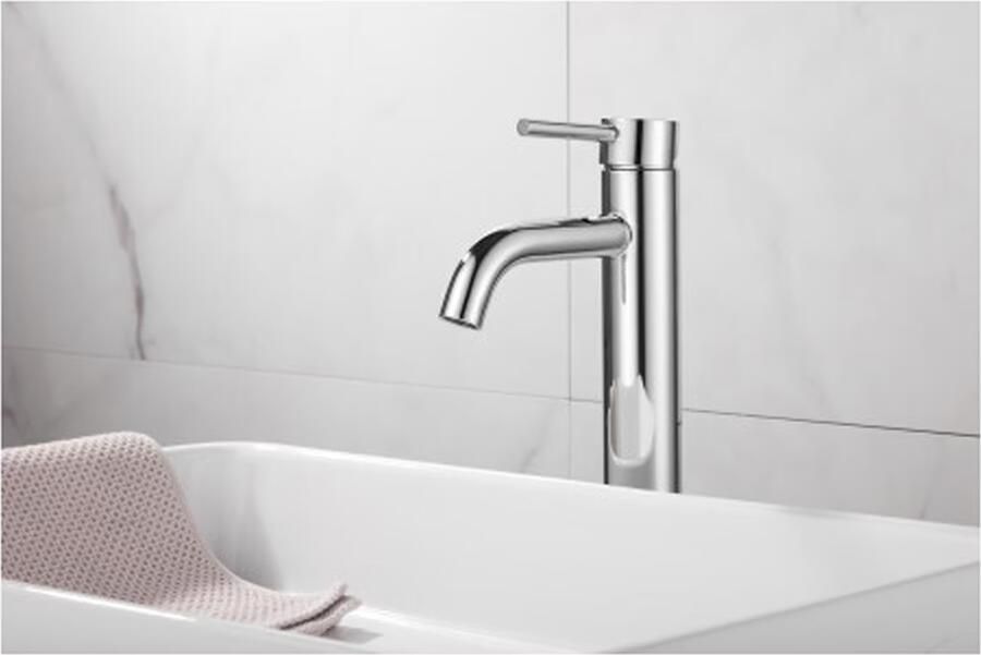SaniClear Wastafelkraan Plus | Opbouw | Mengkraan | Hoog model | 1-hendel | Rond | chroom