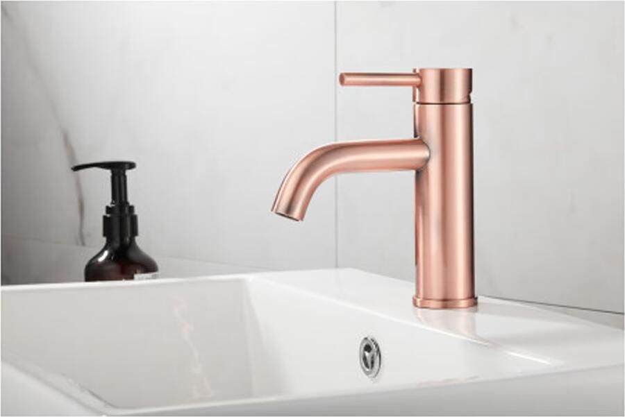 SaniClear Wastafelkraan Plus | Opbouw | Mengkraan | Standaard model | 1-hendel | Rond | geborsteld koper - Foto 2
