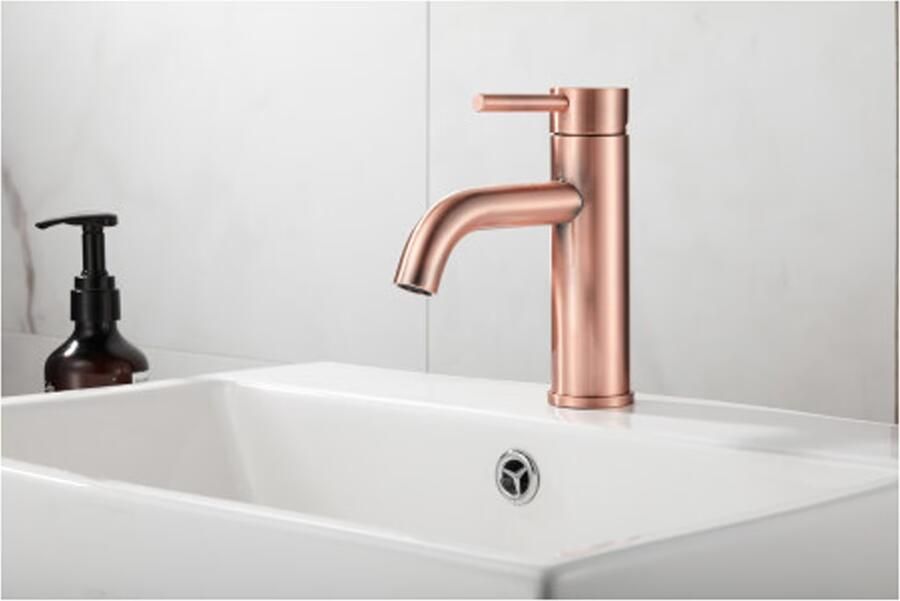 SaniClear Wastafelkraan Plus | Opbouw | Mengkraan | Standaard model | 1-hendel | Rond | geborsteld koper - Foto 3