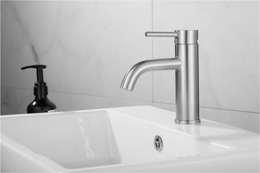 SaniClear Wastafelkraan Plus | Opbouw | Mengkraan | Standaard model | 1-hendel | Rond | rvs