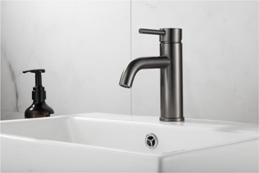 SaniClear Wastafelkraan Plus | Opbouw | Mengkraan | Standaard model | 1-hendel | Rond | Verouderd ijzer gunmetal