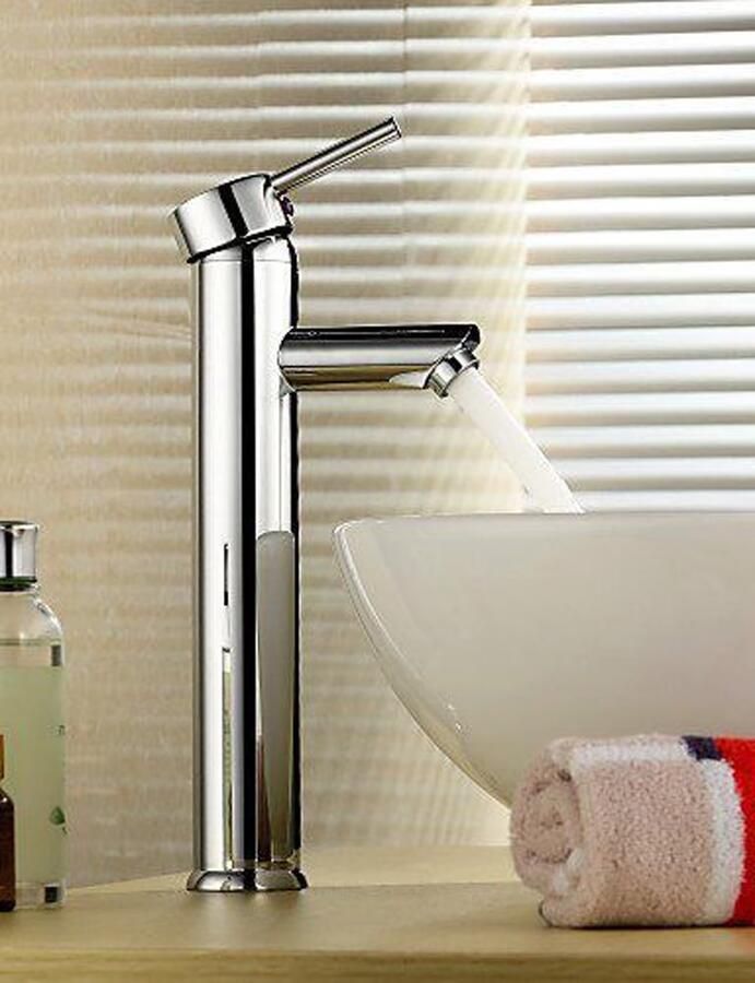 SaniClear Wastafelkraan Shine | Opbouw | Mengkraan | Hoog model | 1-hendel | Rond | Chroom