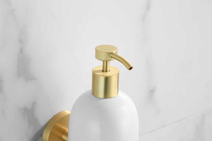 SaniClear Zeepdispenser Brass | Wandmontage | Messing | Rond | Geborsteld messing Mat goud - Foto 2