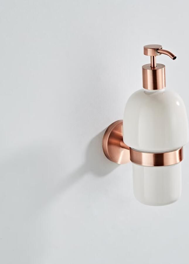 SaniClear Zeepdispenser Copper | Wandmontage | Messing | Rond | Geborsteld koper - Foto 2