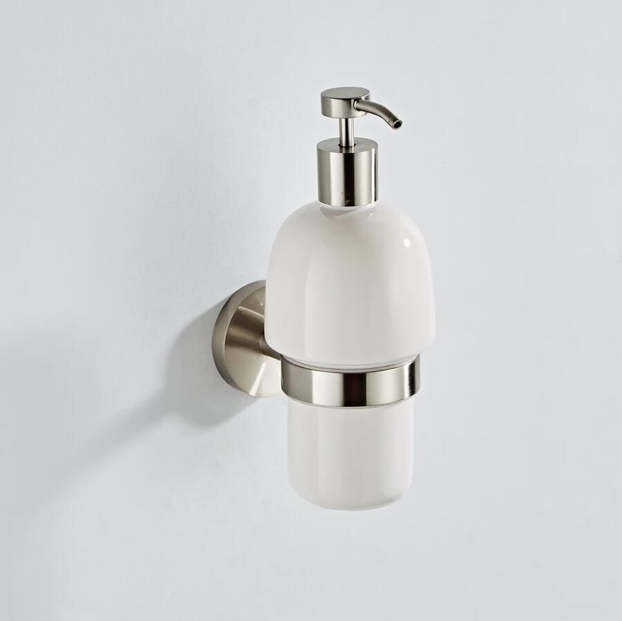 SaniClear Zeepdispenser Inox | Wandmontage | Messing | Rond | RVS look - Foto 3