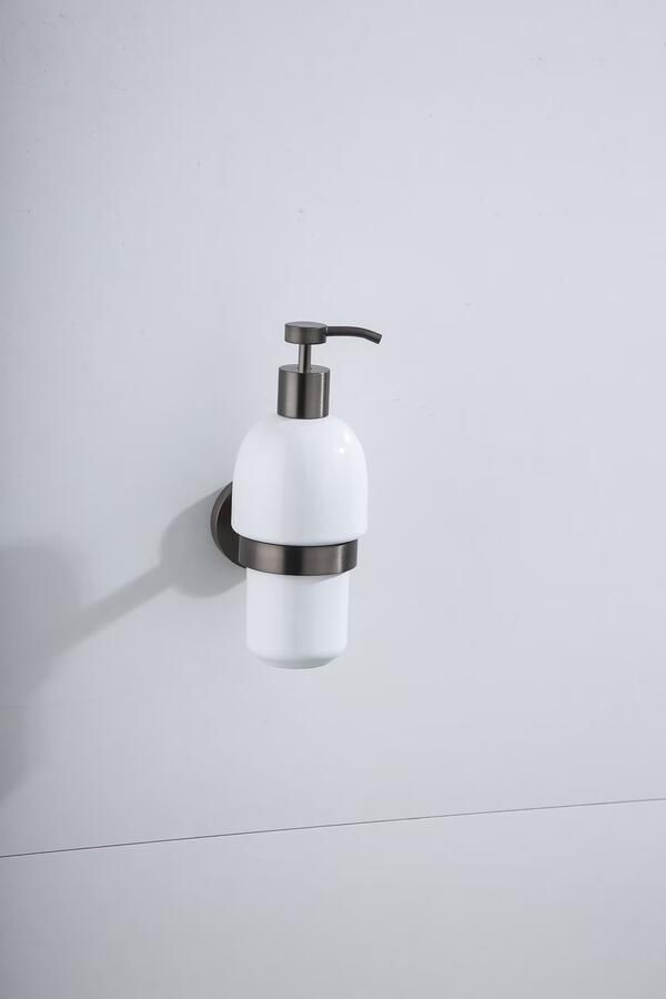 SaniClear Zeepdispenser Iron | Wandmontage | Messing | Rond | Verouderd ijzer Gunmetal - Foto 3