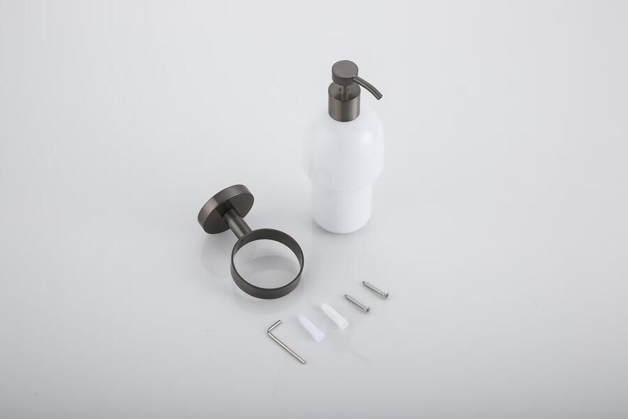 SaniClear Zeepdispenser Iron | Wandmontage | Messing | Rond | Verouderd ijzer Gunmetal - Foto 2