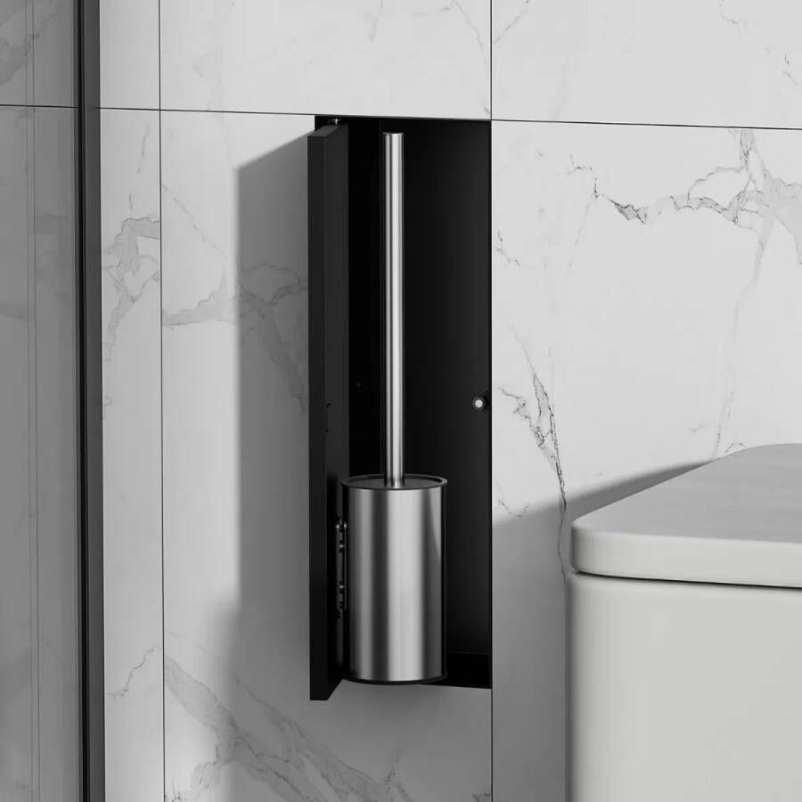 SaniClear Toiletborstelset Hide | Inbouw | Mat zwart