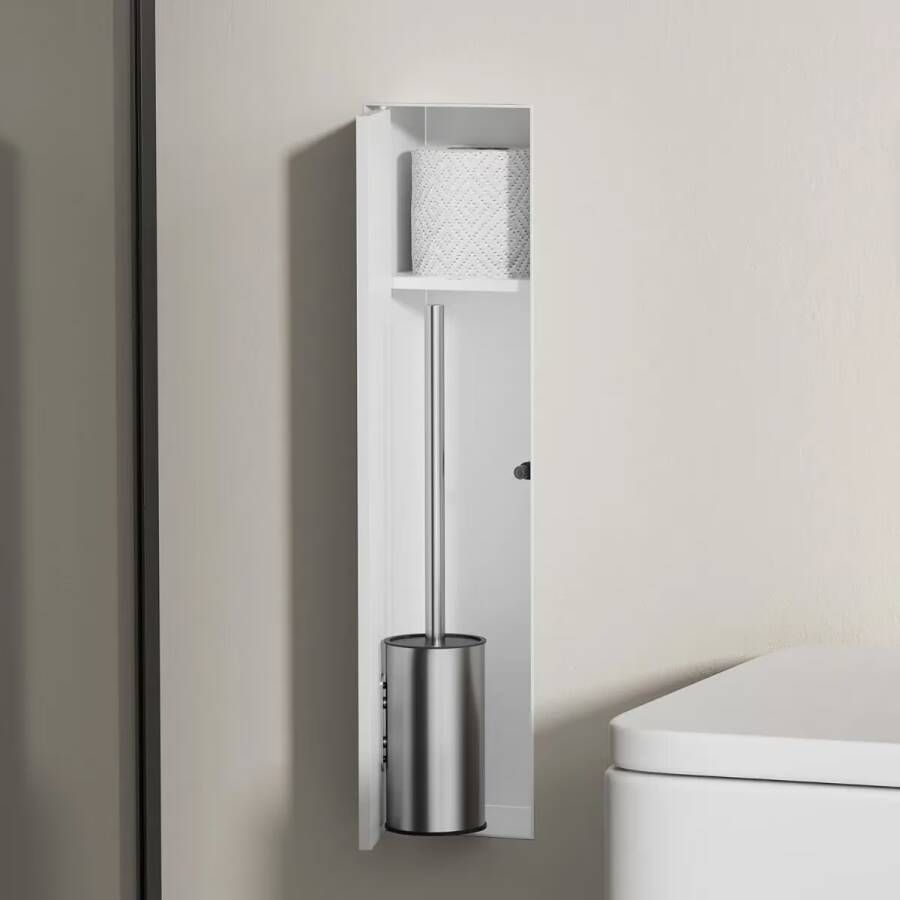SaniClear Toiletborstelset Hide | Inbouw | Met rolhouder | Mat wit