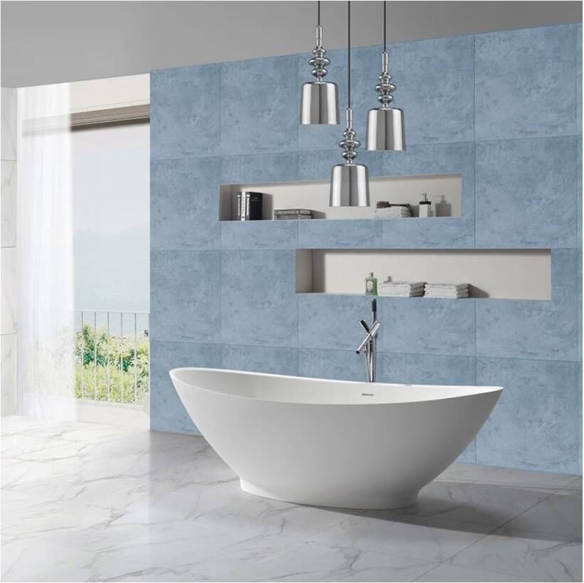 SaniClear Vrijstaand bad Tana | 186x84 cm | Solid surface | Ovaal | Wit mat