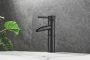 SaniClear Wastafelkraan Bamboo | Opbouw | Koudwater kraan | Hoog model | Waterval uitloop | Zwart - Thumbnail 1