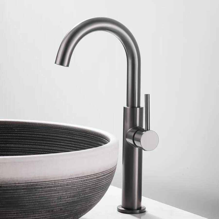 SaniClear Wastafelkraan Highriser | Mengkraan | Hoog model | Draaibare uitloop | Verouderd ijzer Gunmetal