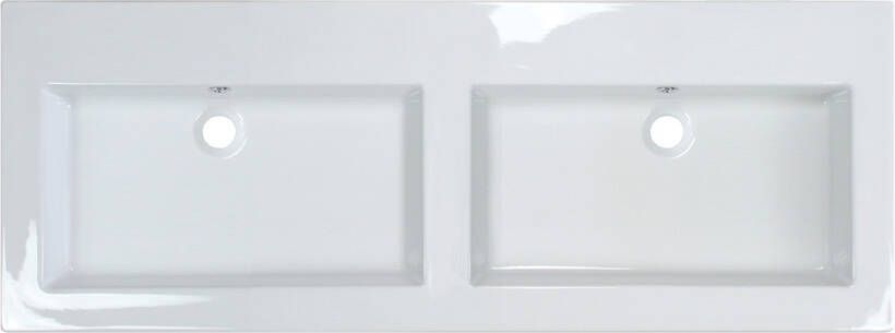 Sanisupply Ceramic dubbele wastafel 120x47x5 cm zonder kraangat keramiek wit