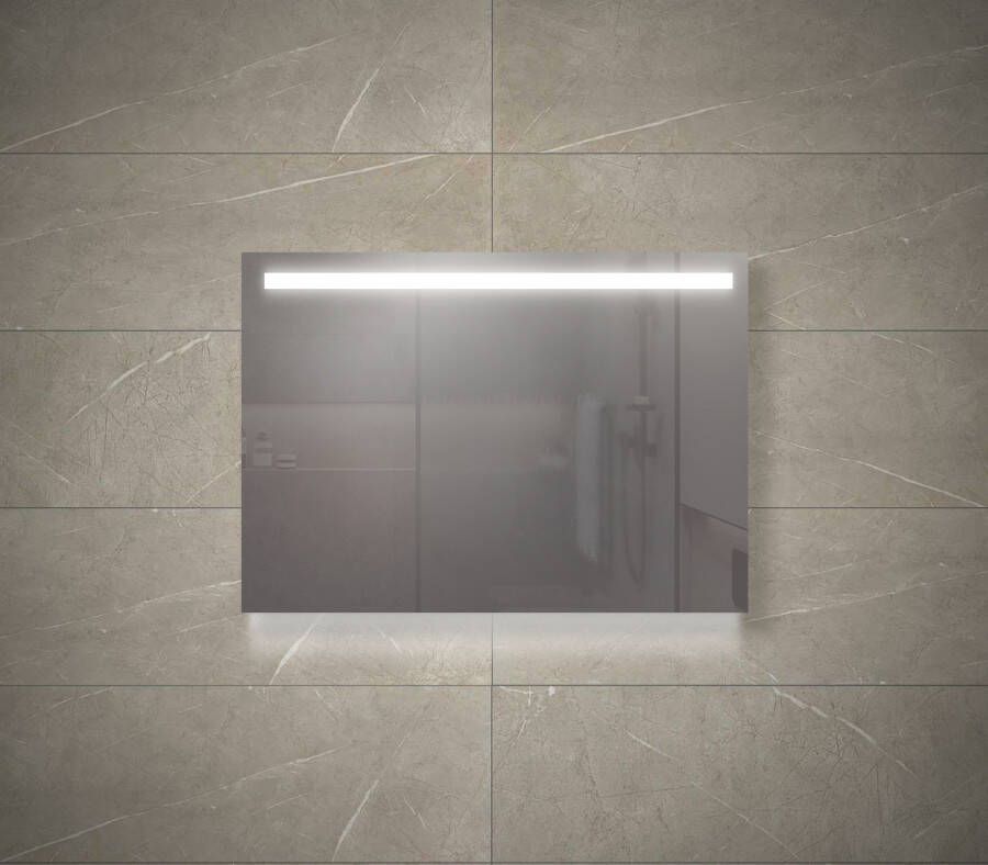 Sanisupply Badkamerspiegel Luca | 100x70 cm | Rechthoekig | Directe en indirecte LED verlichting | Drukschakelaar