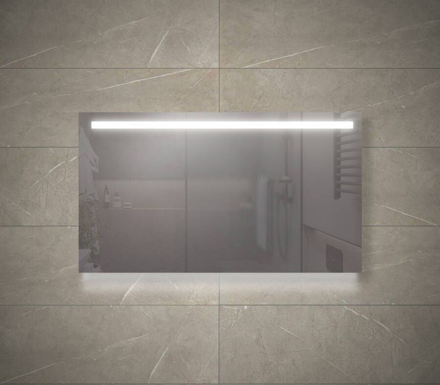 Sanisupply Badkamerspiegel Luca | 120x70 cm | Rechthoekig | Directe en indirecte LED verlichting | Drukschakelaar