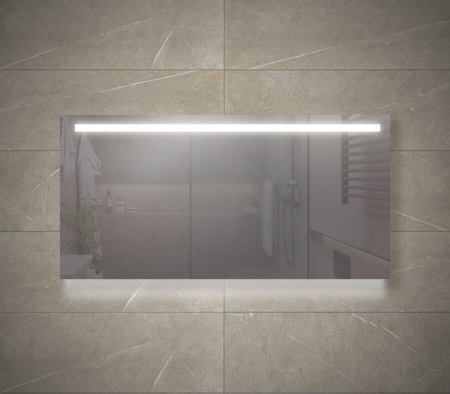 Sanisupply Badkamerspiegel Luca | 140x70 cm | Rechthoekig | Directe en indirecte LED verlichting | Drukschakelaar