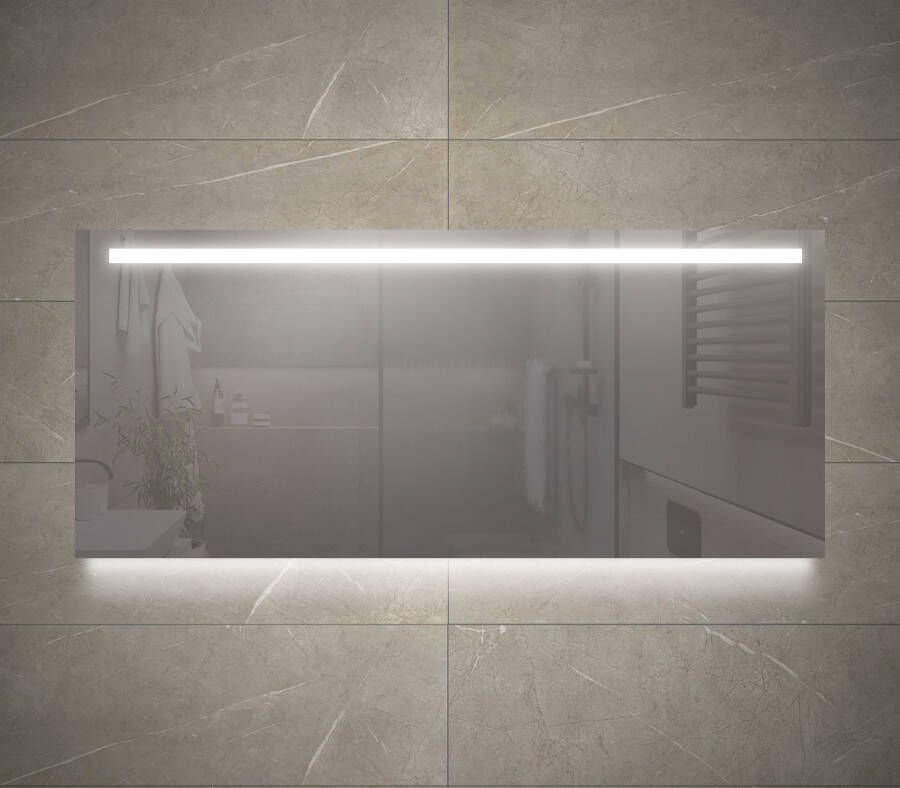 Sanisupply Badkamerspiegel Luca | 160x70 cm | Rechthoekig | Directe en indirecte LED verlichting | Drukschakelaar