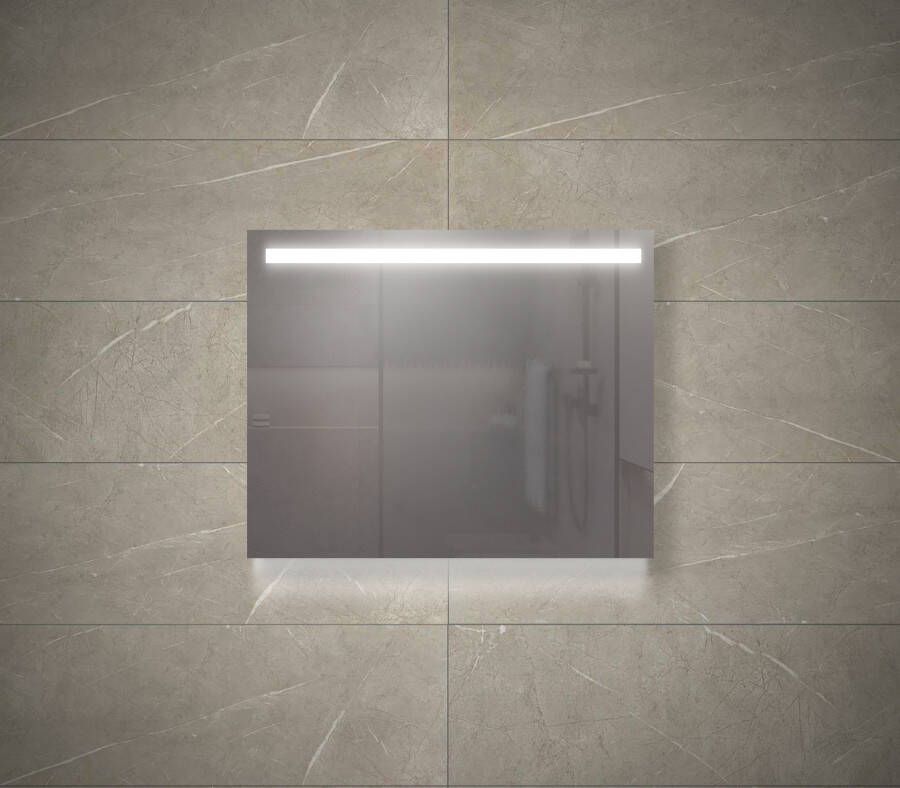 Sanisupply Badkamerspiegel Luca | 80x70 cm | Rechthoekig | Directe en indirecte LED verlichting | Drukschakelaar