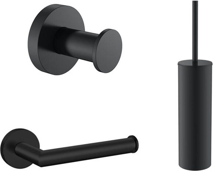 Sanisupply toiletaccessoires set rond zwart mat