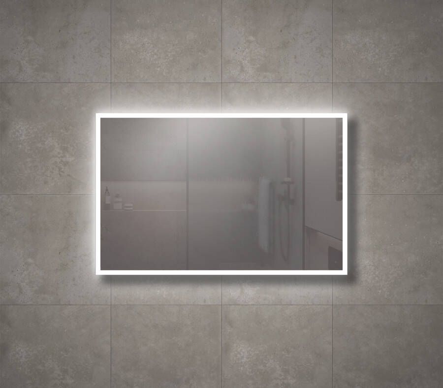 Sanisupply Badkamerspiegel Vasco | 100x70 cm | Rechthoekig | Directe en indirecte LED verlichting | Drukschakelaar