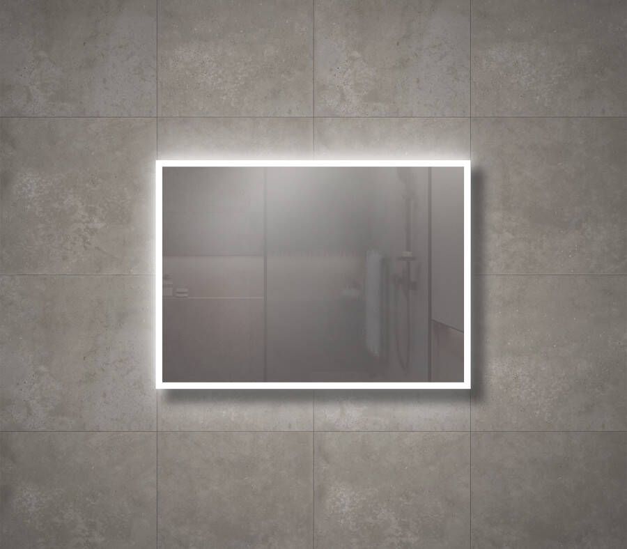 Sanisupply Badkamerspiegel Vasco | 80x70 cm | Rechthoekig | Directe en indirecte LED verlichting | Drukschakelaar